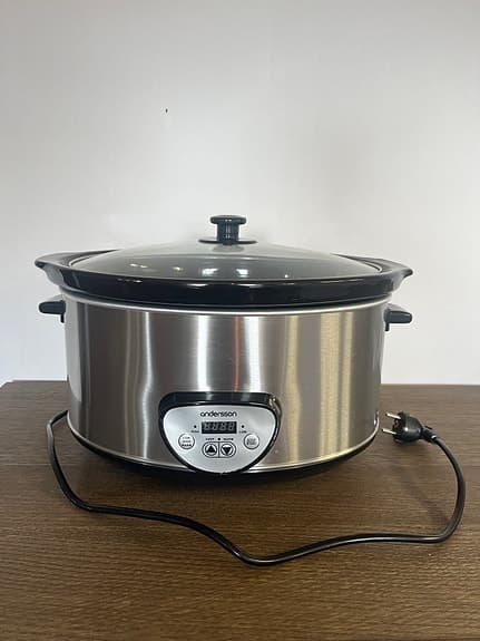 Andersson slow cooker med digital timer i rostfritt stål