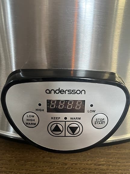 Andersson slow cooker med digital timer i rostfritt stål