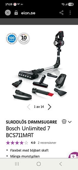 Bosch sladdlös skaftdammsugare svart