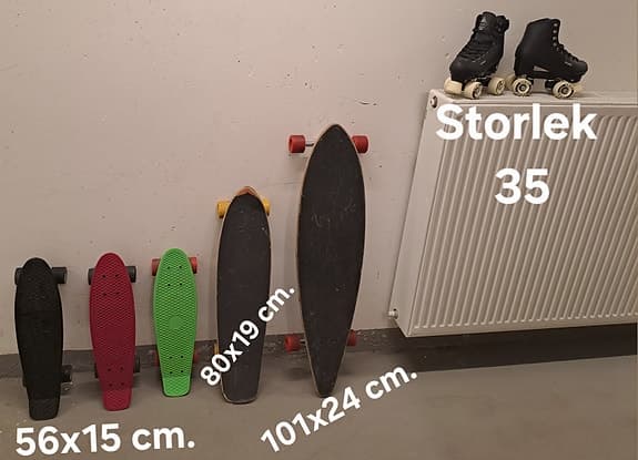 Rullskor, inlines, skateboard o långbräda