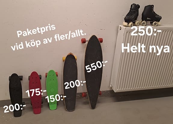 Rullskor, inlines, skateboard o långbräda