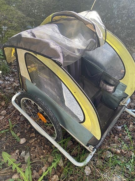 Cykelvagn för barn gul/grå