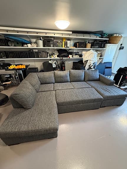 Crazy 4-sits Vänstervänd U-formad Large bäddsoffa med Divan och Schäslong i Tyg