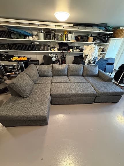 Crazy 4-sits Vänstervänd U-formad Large bäddsoffa med Divan och Schäslong i Tyg