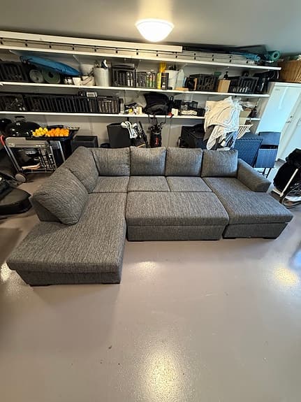Crazy 4-sits Vänstervänd U-formad Large bäddsoffa med Divan och Schäslong i Tyg