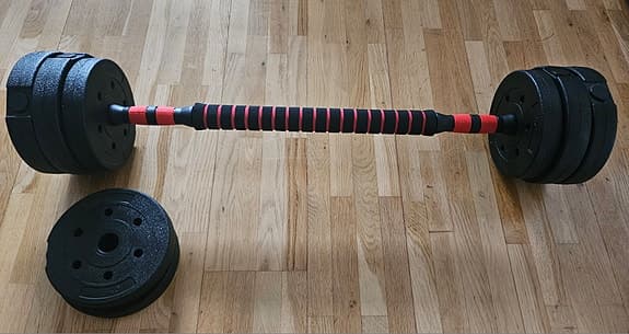 Kit hantel och skivstång, tot. 15 kg