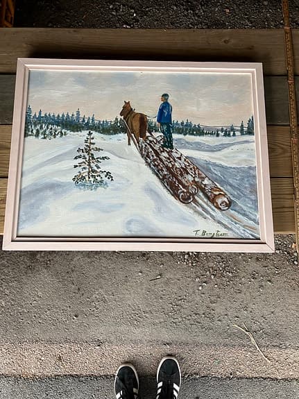 &Tradition tavla vintermotiv häst och timmer