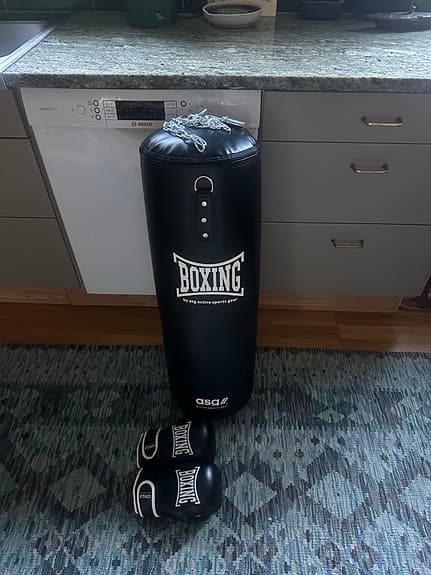 Boxing boxningssäck med handskar svart