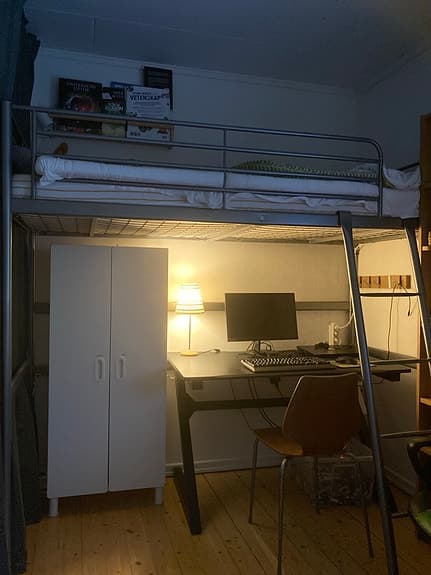 IKEA TROMSÖ loftsäng metall, grå