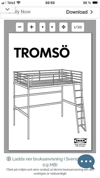 IKEA TROMSÖ loftsäng metall, grå
