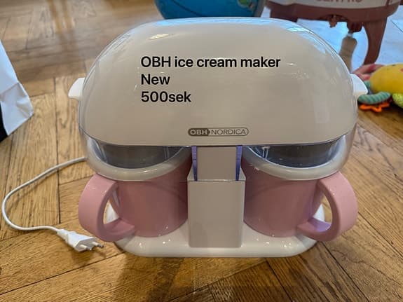 OBH Nordica glassmaskin med två skålar vit/rosa