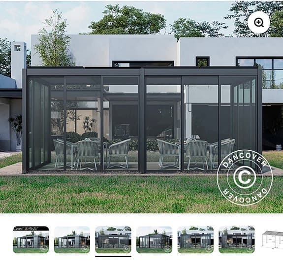 NY! Dancover  bioklimatisk pergola /paviljong /uterum 4x5,8 m svart