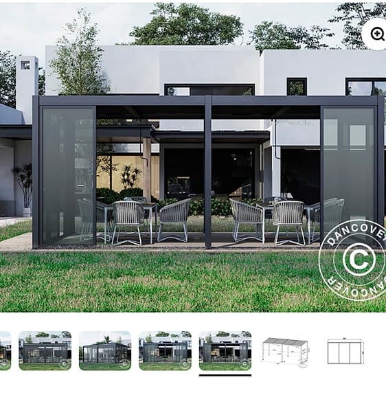 NY! Dancover  bioklimatisk pergola /paviljong /uterum 4x5,8 m svart