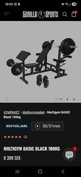 Multigym BASIC gympaket 100 kg svart