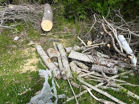 Blandat trädfällningsvirke / ved