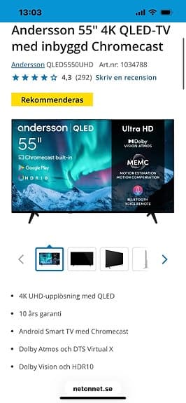 Andersson TV 55 tum 4K QLED