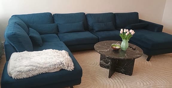 Copenhagen 5-sits Vänstervänd U-formad Soffa med Divan och Schäslong i Sammet