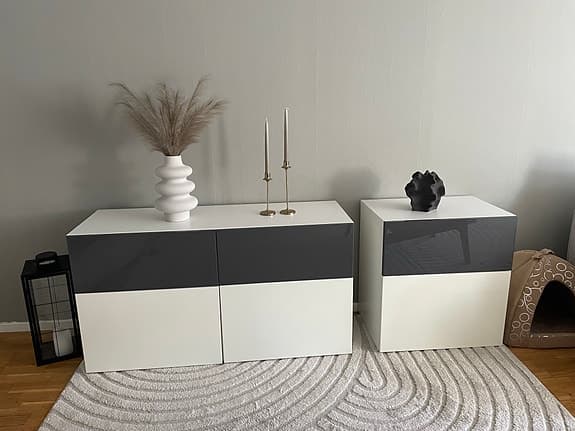 IKEA BESTÅ byrå – vit & grå högglans