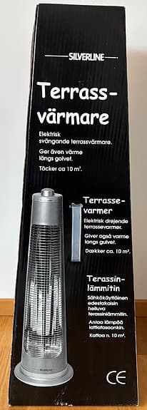 Elektrisk terrassvärmare 10m2, 2 effektlägen