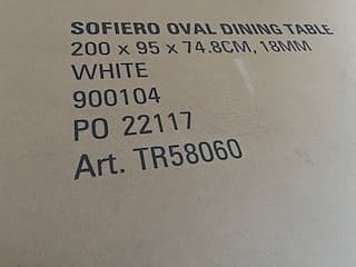 Sofiero matbord 200 cm – vitt ovalt, helt nytt i orginalförpackningen