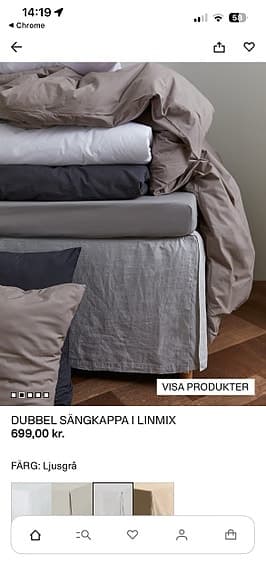 H&M Home sängkappa linne, ljusgrå 160 cm