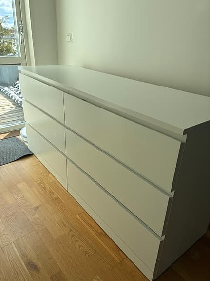 MALM Byrå med 6 lådor, vit
