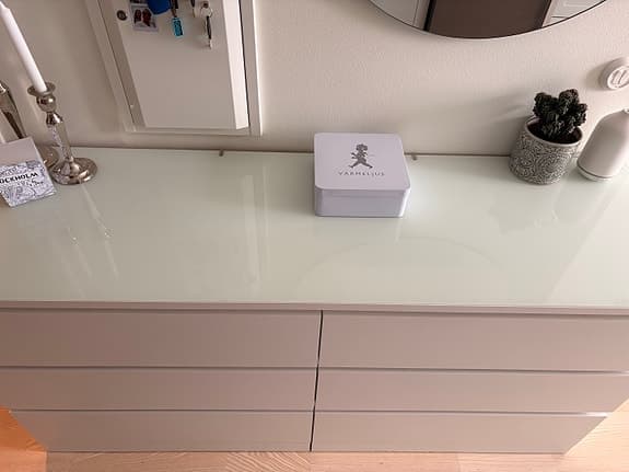 Malmbyrå (dubbel) med glasskiva