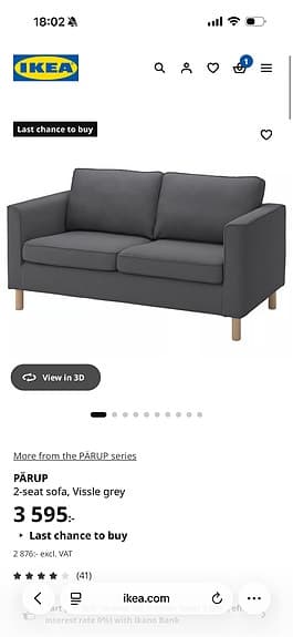 IKEA PÄRUP 2-sits soffa mörkgrå/ 2 ST