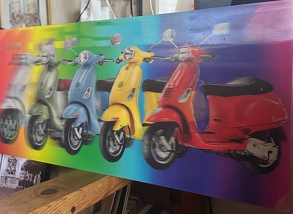 Tavla med färgglada Vespor 3D