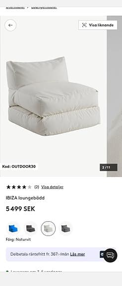 Jotex IBIZA loungbädd beige för uteplats/balkong