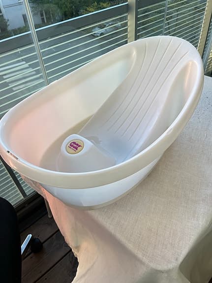 Babybadkar vitt med stöd