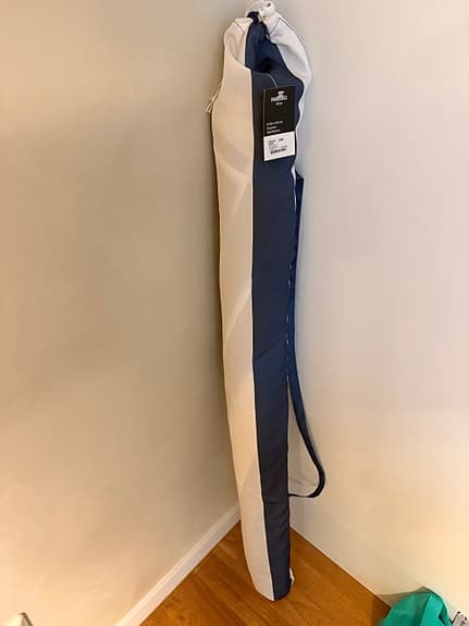 Parasol Stripe Ø180 H210 cm blå/offwhite med fäste