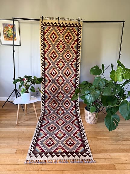 Handvävd Ull kelimmatta - 294 x 81 cm