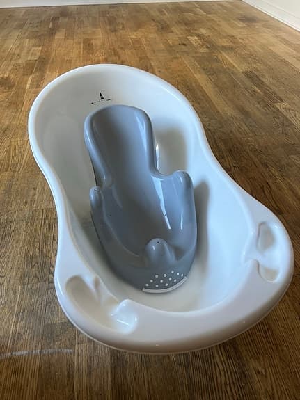 Babybadkar med insats vit/grå