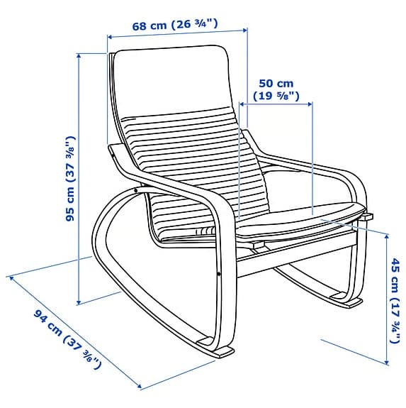 POÄNG Gungstol, vitlaserad ekfaner/Knisa ljusbeige