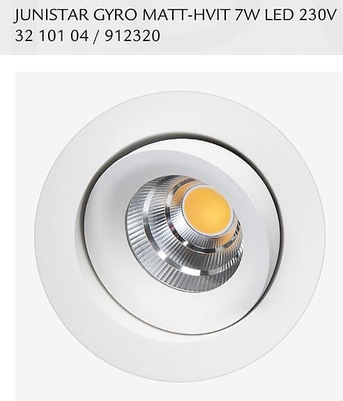 6st SG Junistar Gyro LED-spotlight 7W matt vit 2700K