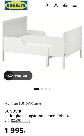 IKEA Sundvik utdragbar juniorsäng vit