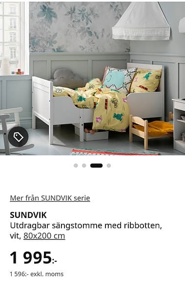 IKEA Sundvik utdragbar juniorsäng vit