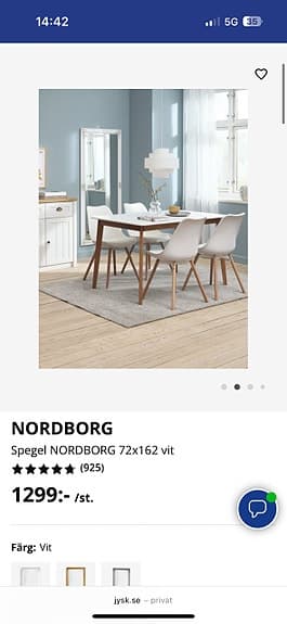 Fin, helfigurspegel med dekorativ kant från JYSK
