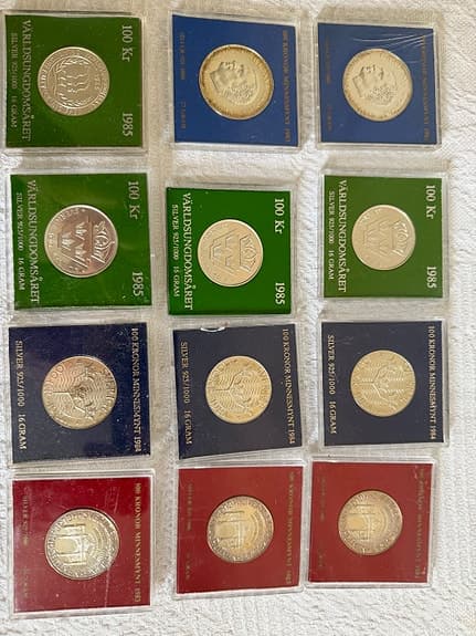Svensk silversamling – 12 st  i sterling silver 925 – 1983–1985 – Komplett lot