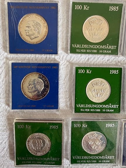 Svensk silversamling – 12 st  i sterling silver 925 – 1983–1985 – Komplett lot