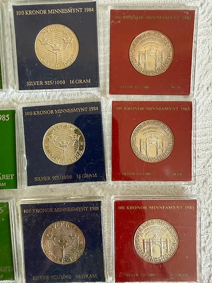 Svensk silversamling – 12 st  i sterling silver 925 – 1983–1985 – Komplett lot