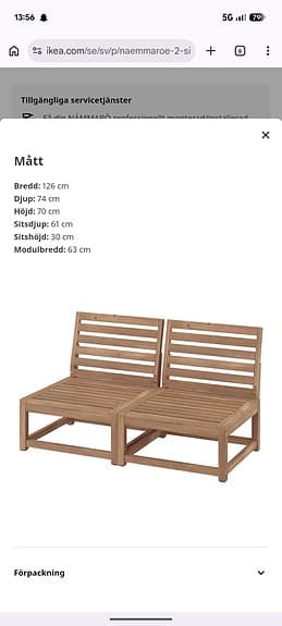 Trädgårdsstolar i trä med sitt- och ryggdynor