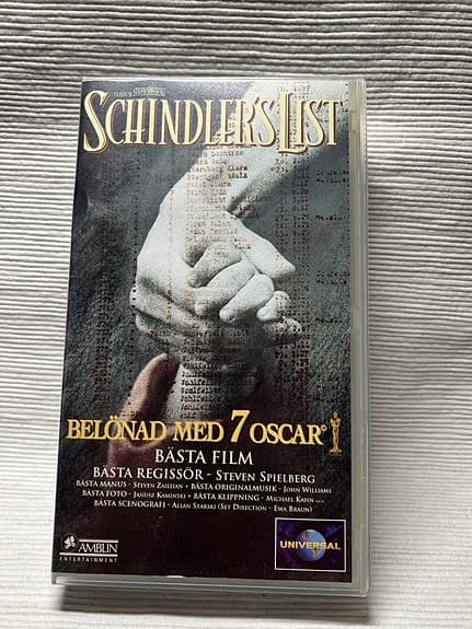 Schindler’s List VHS-film svensk text