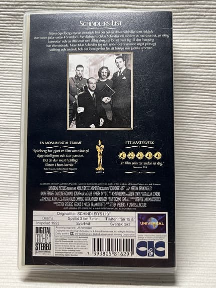 Schindler’s List VHS-film svensk text