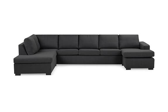 5-Seater Left-Facing U-Shaped X-Large Sofa with Divan / Chaise Longue in Fabric