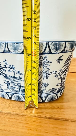 2 st blåvita ovala kinesiska krukor - jardinär - kruka