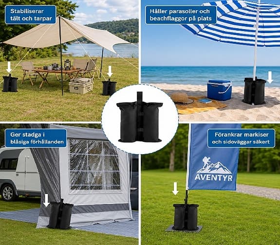 Sandvikter till tält, paviljong & parasoll – 4-pack