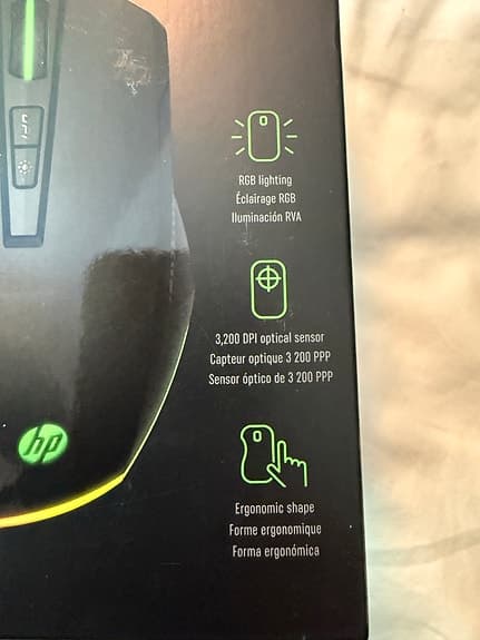 HP 200 RGB gamingmus svart med kabel