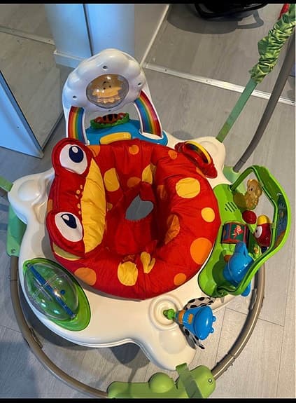 Fisher-Price hoppgunga/jumperoo groda med leksaker